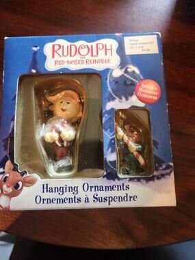 Enesco Rudolph the Red-Nosed Reindeer Hermey Elf Hanging Ornament Set Boxed